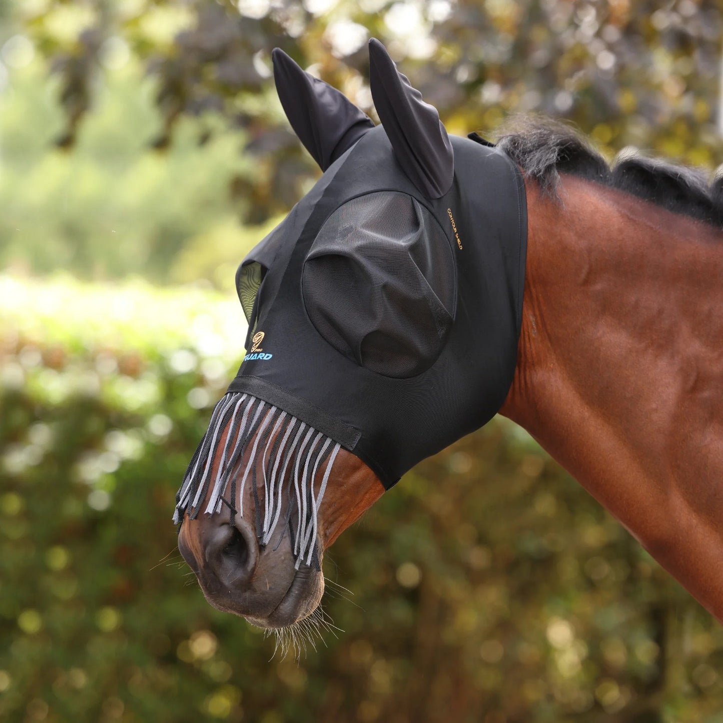 Shires FlyGuard Pro elastīgā mušu maska ar ausīm un deguna bārkstīm