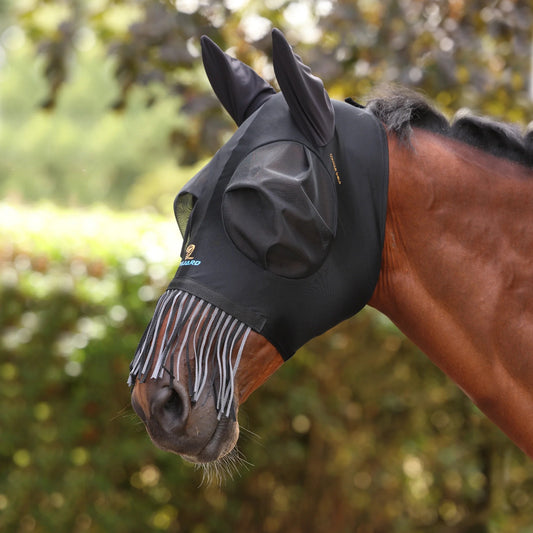 Shires FlyGuard Pro elastīgā mušu maska ar ausīm un deguna bārkstīm