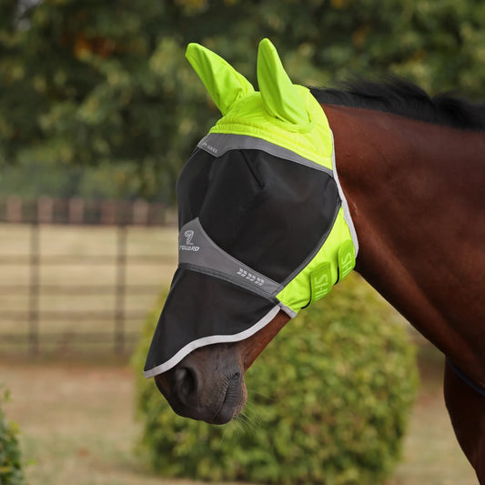 Shires FlyGuard Pro Hi-Viz smalka sieta mušu maska ar ausīm un deguna aizsardzību